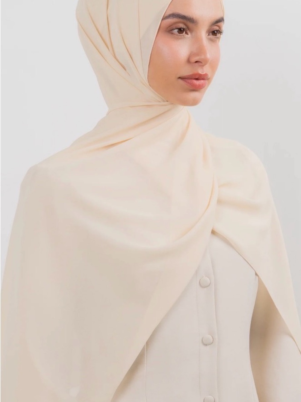 Off White High Quality Chiffon Scarf By Hijabi Jane